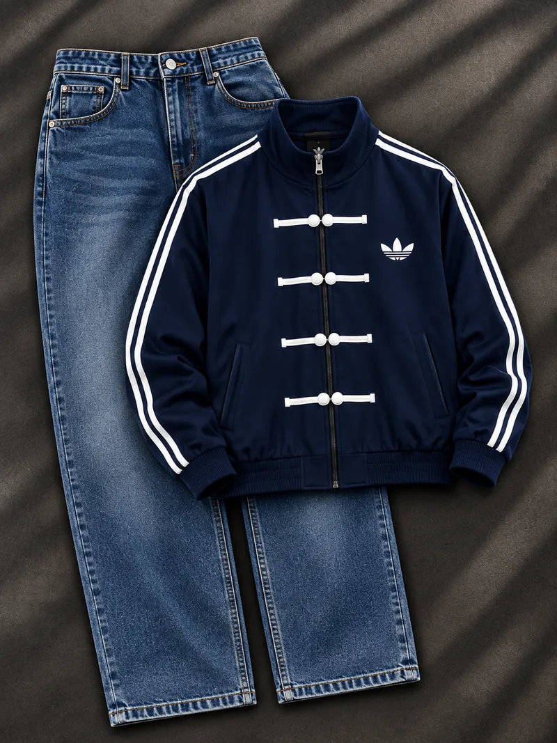 Navy Frog-Button Track Jacket Combo