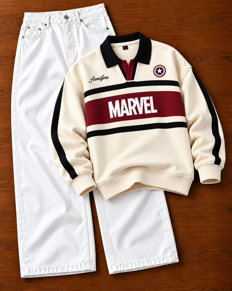 Cream Hero Stripe Rugby Combo