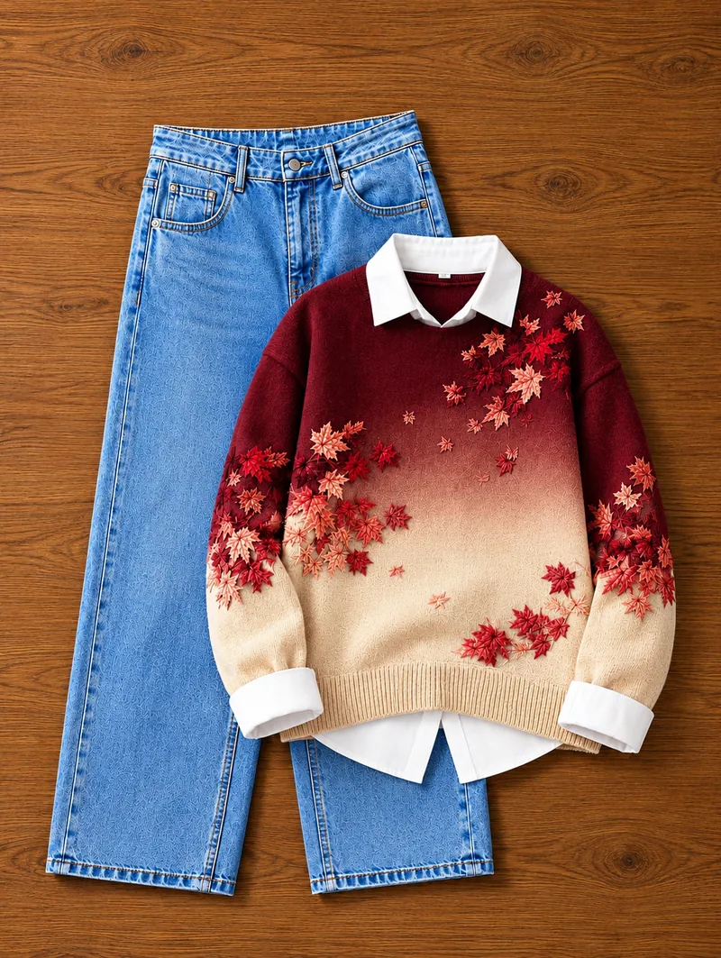 Maple Leaf Ombre Sweater Combo