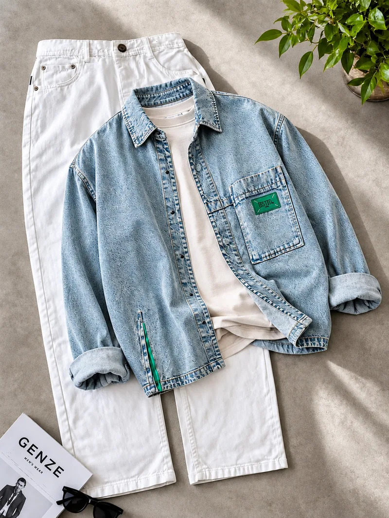 Light Wash Denim Shirt Jacket