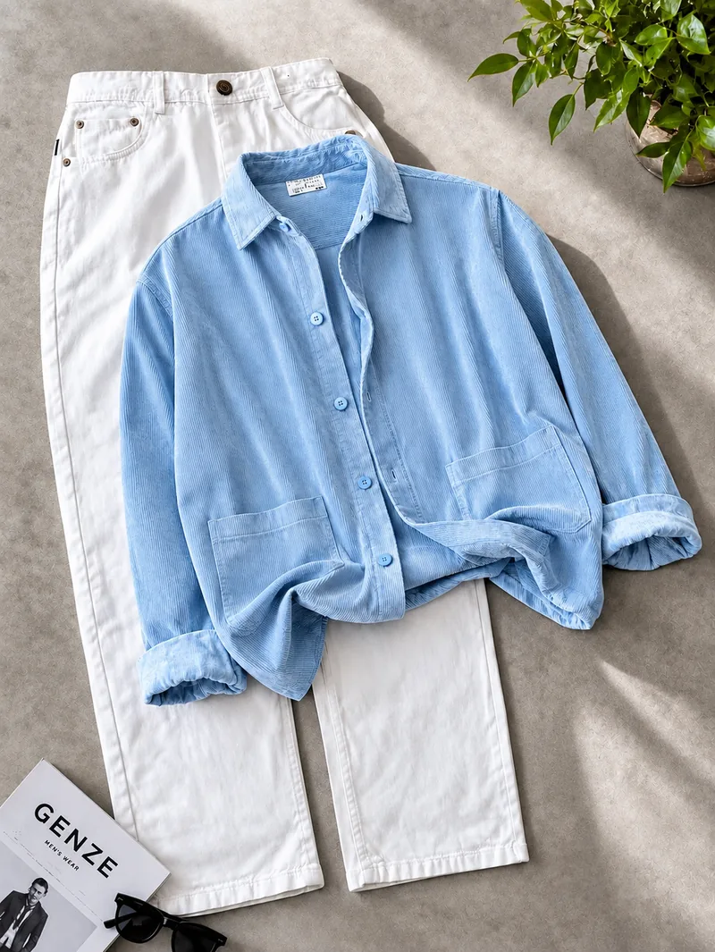 Sky Blue Corduroy Shirt