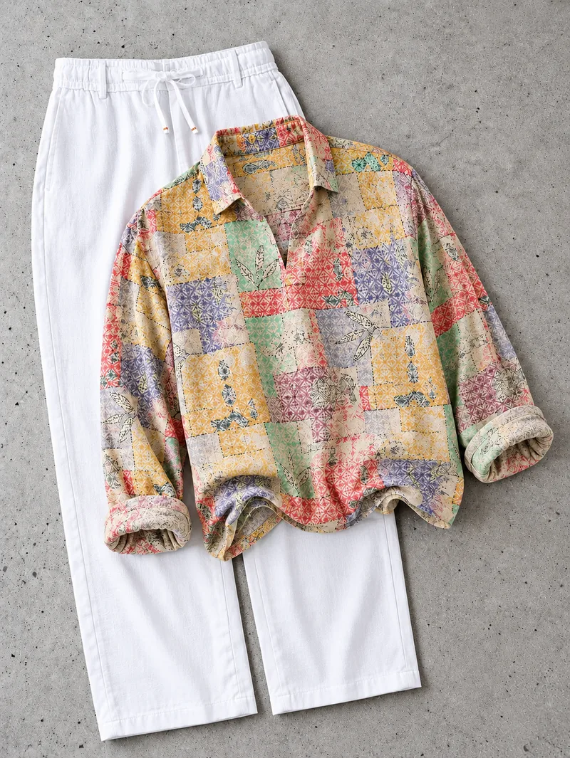 Patchwork Kantha Print Shirt